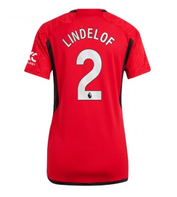 Lacne Ženy Futbalové dres Manchester United Victor Lindelof #2 2023-24 Krátky Rukáv - Domáci